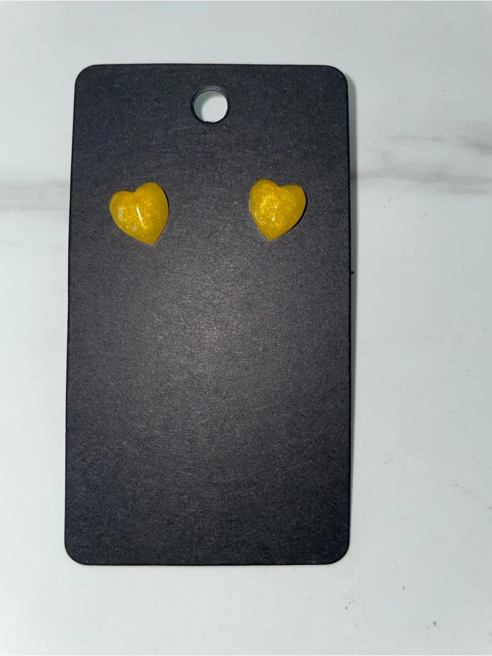 Golden Yellow Heart Resin Stud Earrings